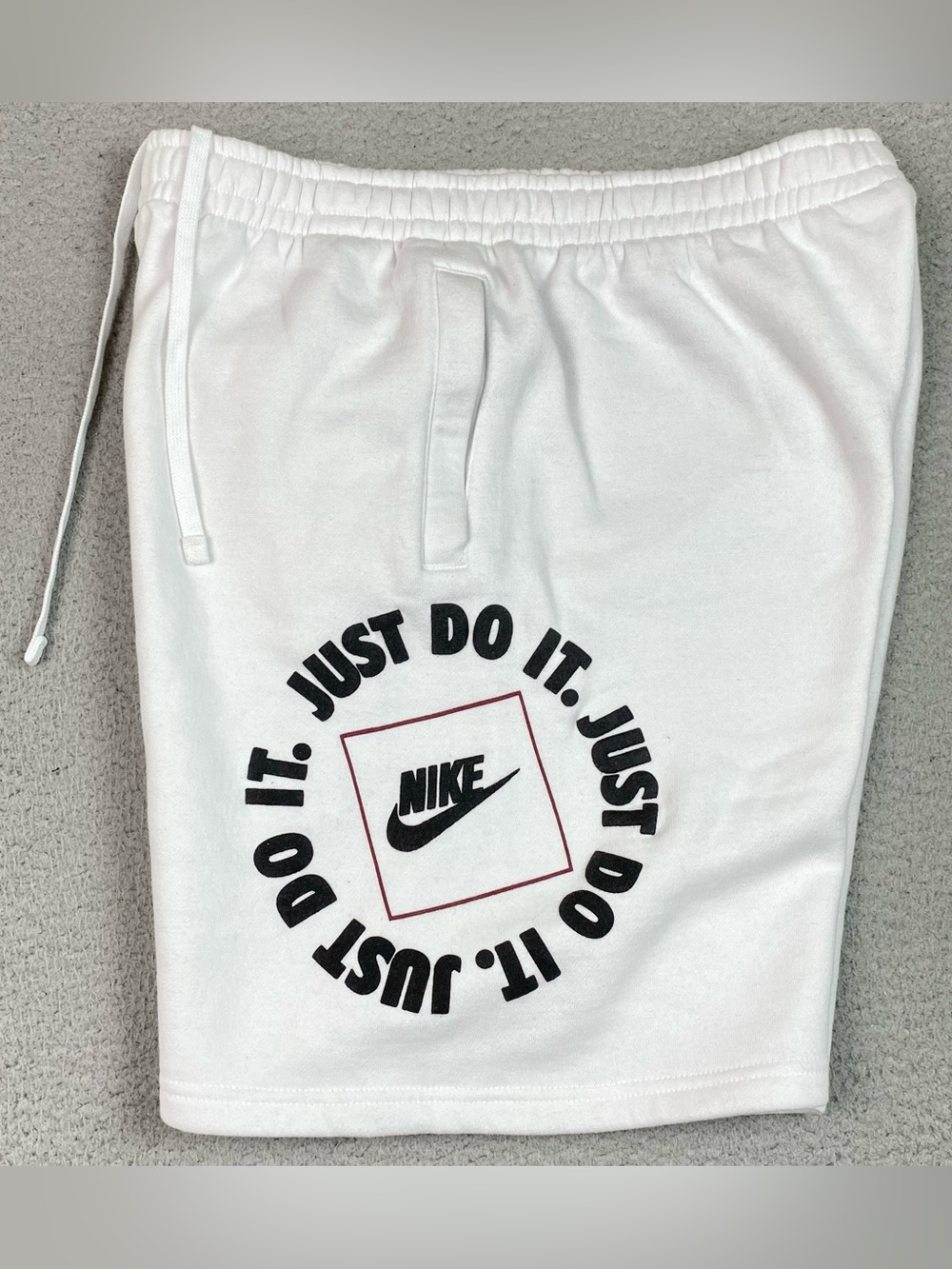 Nike Sweat Shorts Mens Size L Elastic Waist Drawstring Athletic Just Do It White